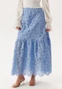 BUBBLEROOM Scalloped Lace Edge Maxi Skirt Light blue S