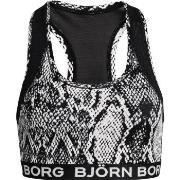 Björn Borg BH Performance Medium Top Sky Svart/Hvit 38 Dame