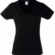 Fruit of the Loom Lady Fit Valueweight V-neck T Svart bomull Large Dam...