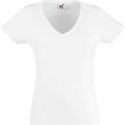 Fruit of the Loom Lady Fit Valueweight V-neck T Hvit bomull Medium Dam...