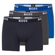 BOSS 3P Cotton Stretch Boxer Brief Long Blå/Grå bomull X-Large Herre