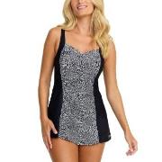 Damella Esther Basic Swimsuit Dress Svart/Hvit 46 Dame