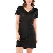 Damella Silk Nightdress SS Svart silke Small Dame