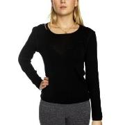 Damella Wool Long Sleeve Top Svart ull X-Large Dame