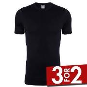 Dovre Rib T-Shirt Svart bomull Small Herre