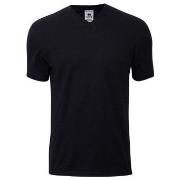 Dovre Single Jersey  V-neck T-Shirt Svart bomull Large Herre