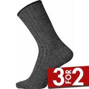 Egtved Strømper Wool No Elastic Rib Socks Mørkgrå  Str 36/41