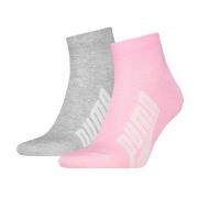 Puma Strømper 2P Lifestyle Quarter Sock Rosa/Grå Str 39/42