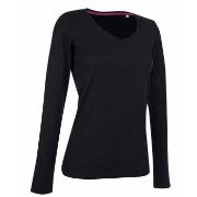 Stedman Claire V-neck Long Sleeve Svart ringspunnet bomull X-Large Dam...