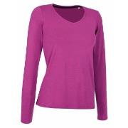 Stedman Claire V-neck Long Sleeve Rosa ringspunnet bomull X-Large Dame