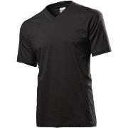 Stedman Classic V-Neck Men T-shirt Svart bomull Medium Herre