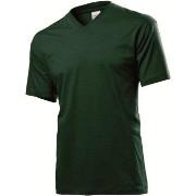 Stedman Classic V-Neck Men T-shirt Grønn bomull Medium Herre