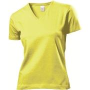 Stedman Classic V-Neck Women T-shirt Gul bomull Medium Dame