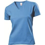 Stedman Classic V-Neck Women T-shirt Lysblå bomull Small Dame