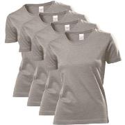 Stedman 4P Classic Women T-shirt Mørkgrå  bomull Large Dame