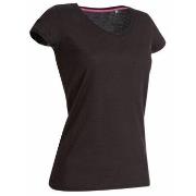 Stedman Megan V-neck Svart ringspunnet bomull Large Dame