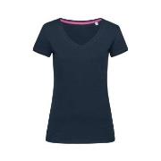 Stedman Megan V-neck Marine ringspunnet bomull Large Dame