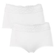 Trofe Lace Trimmed Maxi Briefs Truser 2P Hvit bomull Large Dame