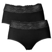 Trofe Lace Trimmed Midi Briefs Truser 2P Svart bomull Medium Dame