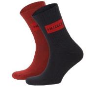 HUGO Strømper 2P Label Rib Socks Blå/Rød Str 39/42 Herre