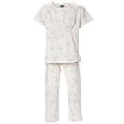 Trofe Romantic Floral Pyjama Hvit bomull Small Dame