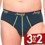 Sloggi 2P For Men Start Midi Blå/Gul bomull Small Herre