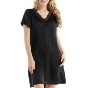 Damella Woven Silk Plain Nightdress Svart silke Small Dame