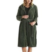 Damella Jaquard Fleece Hoodie Robe Oliven polyester Large Dame