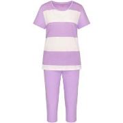 Triumph Pyjama Set X 01 Hvit/Lilla bomull 44 Dame