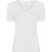 JBS of Denmark Bamboo V-neck Women Slim T-shirt Hvit Small Dame