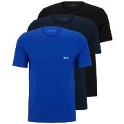 BOSS 3P Classic Cotton Solid T-Shirt Svart/Blå bomull Large Herre