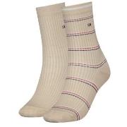 Tommy Hilfiger Strømper 2P Coastal Stripe Tencel Socks Beige Str 39/42