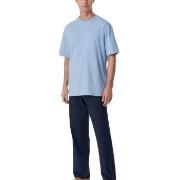 Schiesser Long Pyjamas With Short Sleeve Marine/Blå bomull 48 Herre