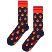 Happy socks Strømper Flames Sock Blå/Rød bomull Str 36/40