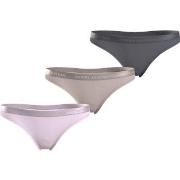 Tommy Hilfiger Truser 3P EverydayThong Rosa/Beige X-Large Dame