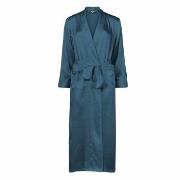 Lady Avenue Pure Silk Long Robe Petrol silke Small Dame