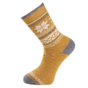 Trofe Knitted Patterned Wool Sock Strømper Gul Str 39/42 Dame