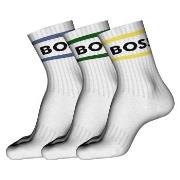 BOSS Strømper 3P Rib Stripe CC Sock Hvit Str 43/46 Herre