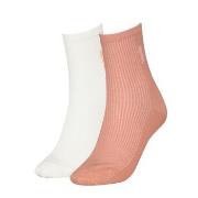 Calvin Klein Strømper 2P Women Rib Sock Hvit/Rosa One Size Dame