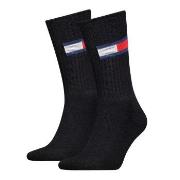 Tommy Men Uni TJ Flag Socks Strømper 2P Svart Str 35/38 Herre