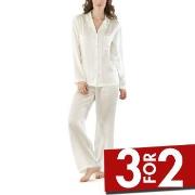 Damella Woven Silk Plain Pyjamas Set Elfenben silke Medium Dame