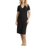 Damella Bamboo Plain Lace Short Sleeve Nightdress Svart Bambus X-Large...