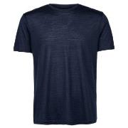 Panos Emporio Wool Tencel Short Sleeve Top Marine Small Herre
