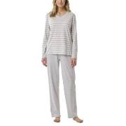 Schiesser Women Straight Leg Long Pyjama Hvit/Grå bomull 38 Dame