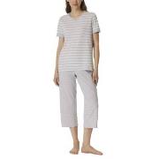 Schiesser Women Three Quarter Pyjamas Hvit/Grå bomull 50 Dame