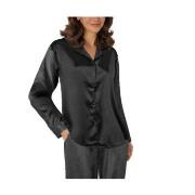 Lady Avenue Satin Pyjama With Long Sleeves Svart silke Medium Dame