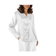 Lady Avenue Satin Pyjama With Long Sleeves Benhvit silke XX-Large Dame