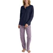 Calida Lovely Nights Pyjama Button Tab Marine/Rød bomull Small Dame