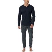 Schiesser Casual Essentials Long Sleeve Pyjamas Mørkblå bomull 56 Herr...