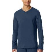 Schiesser Mix and Relax V-neck Long Sleeve Blå bomull Medium Herre